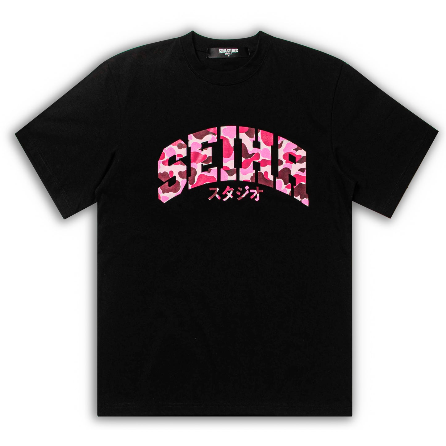 SEIHA STUDIOS – T-Shirt Oversize Noir / Camo Pink スタジオ
