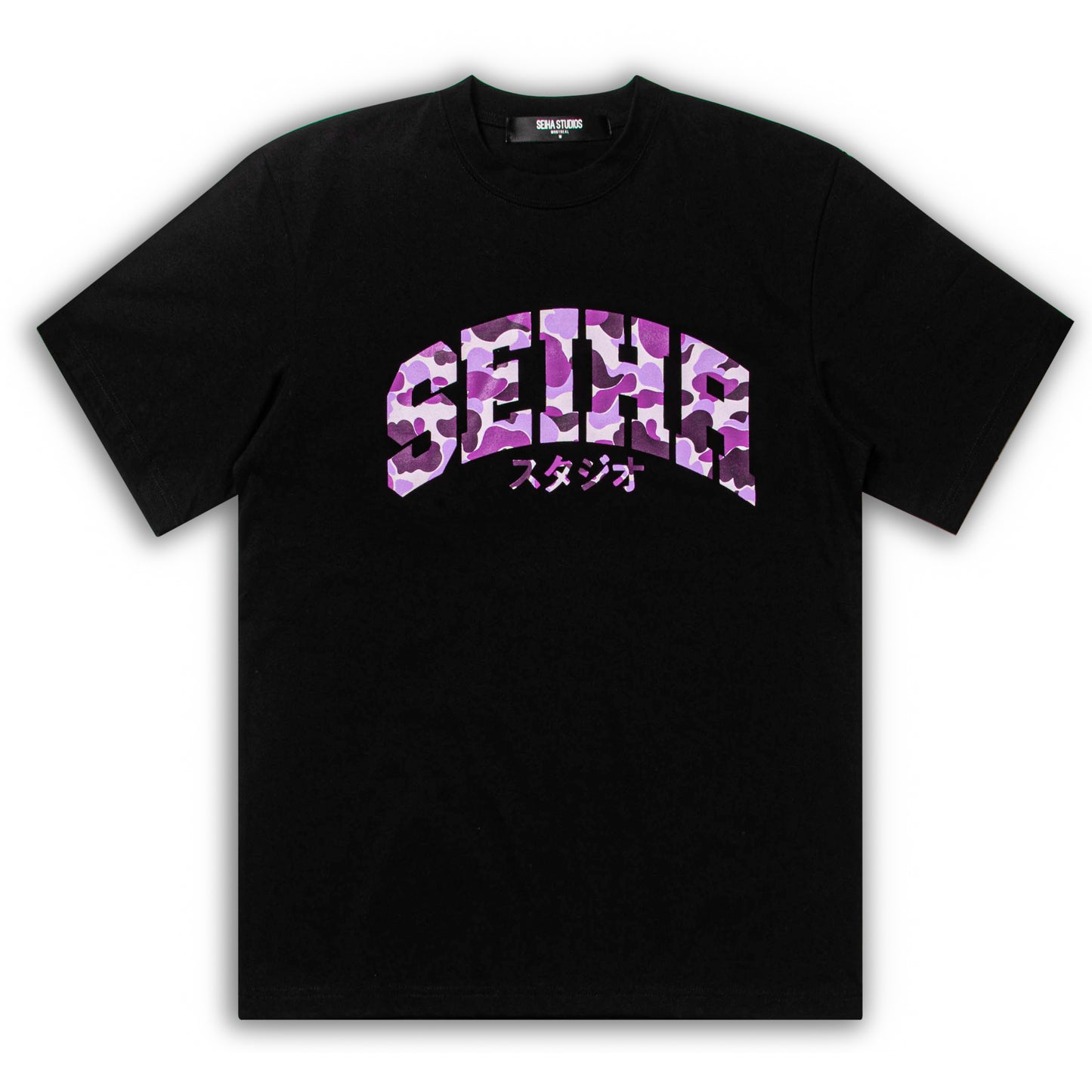 SEIHA STUDIOS – T-Shirt Oversize Noir / Camo Mauve スタジオ