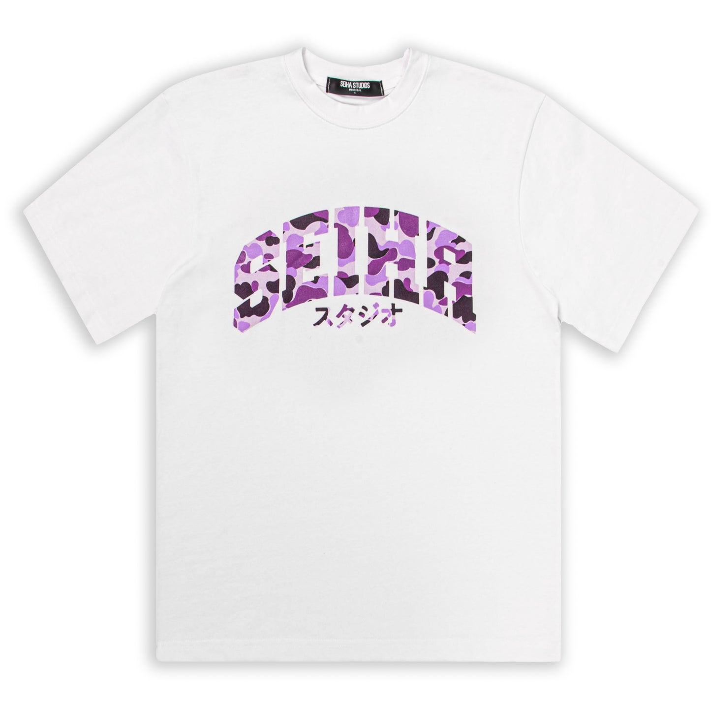 SEIHA STUDIOS – T-Shirt Oversize Blanc / Camo Mauve スタジオ