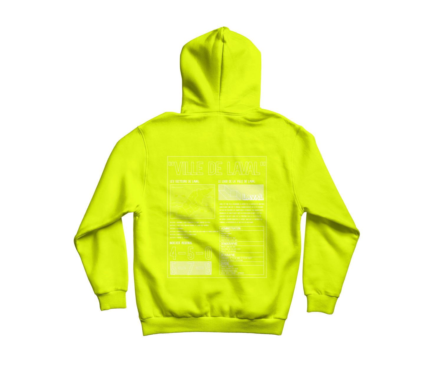 HOODIE JAUNE FLASH/BLANC  - 450