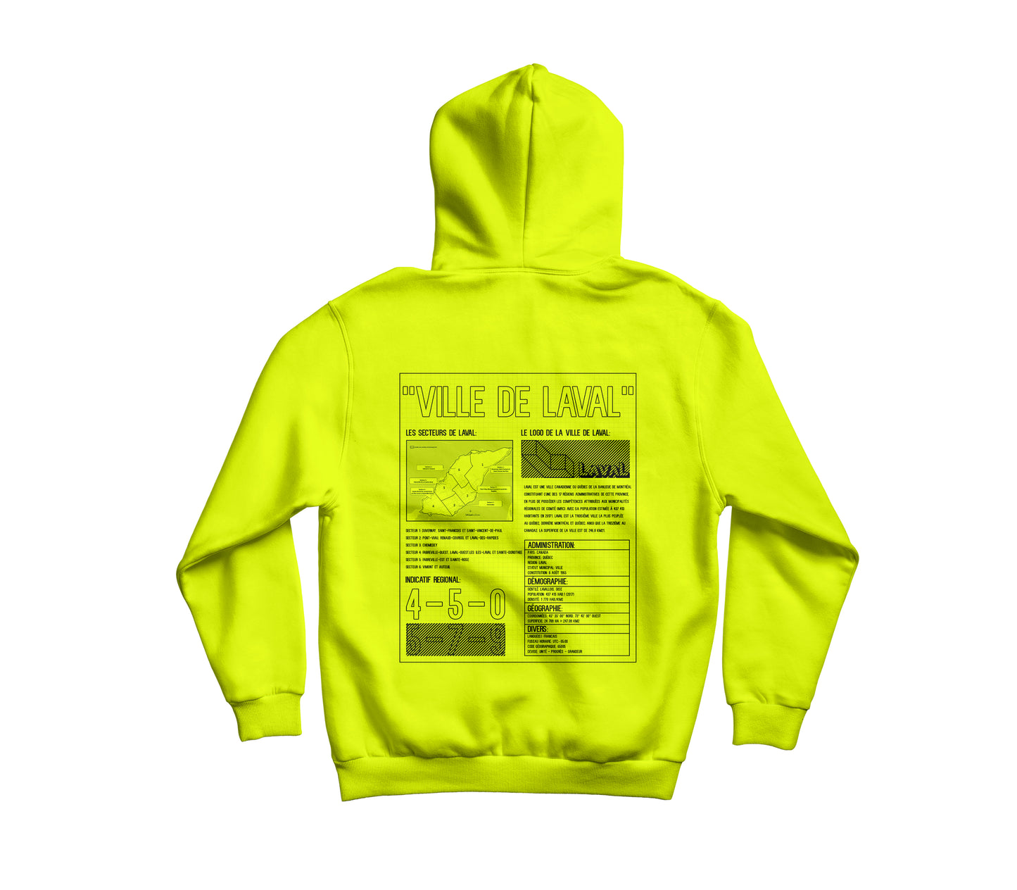 HOODIE JAUNE FLASH/NOIR  - 450