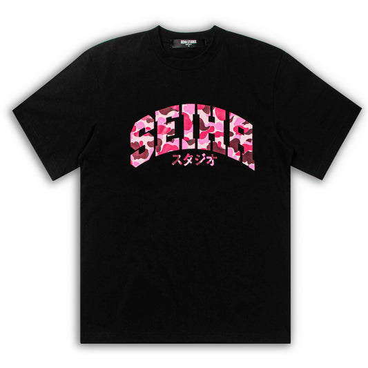 SEIHA STUDIOS – T-Shirt Oversize Noir / Camo Pink スタジオ