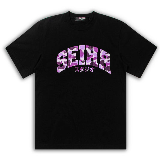 SEIHA STUDIOS – T-Shirt Oversize Noir / Camo Mauve スタジオ