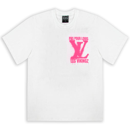 T-SHIRT "LV PAS POUR LOUIS" - ROSE/BLANC
