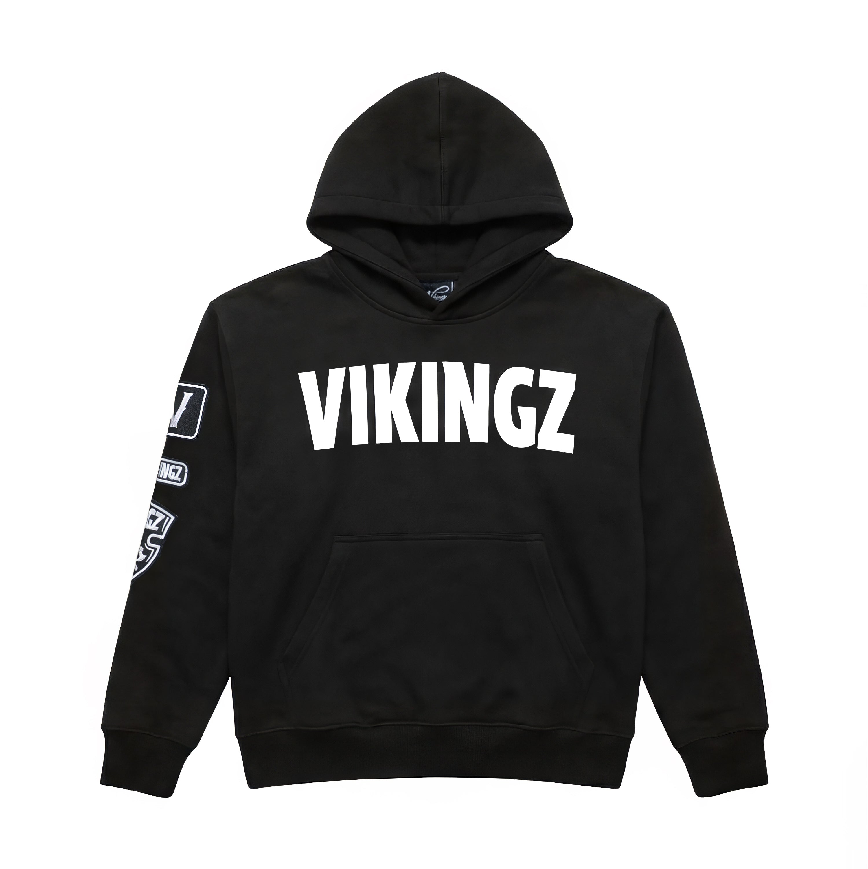Vikingz Patch Hoodie Noir — Les Vikingz Streetwear Montréal