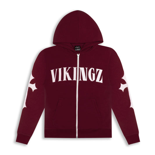 OMERTA VIKINGZ ZIP-UP HOODIE - BOURGOGNE