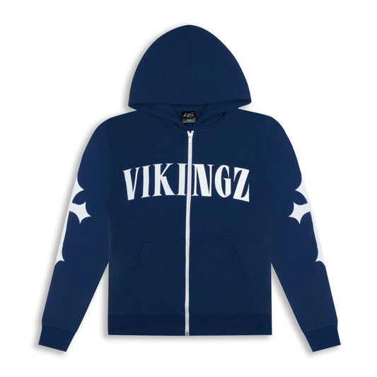OMERTA VIKINGZ ZIP-UP HOODIE - BLEU MARIN